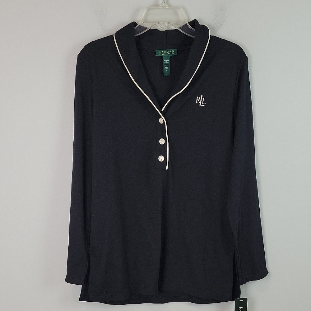 NEW Ralph Lauren black lounge top size Large